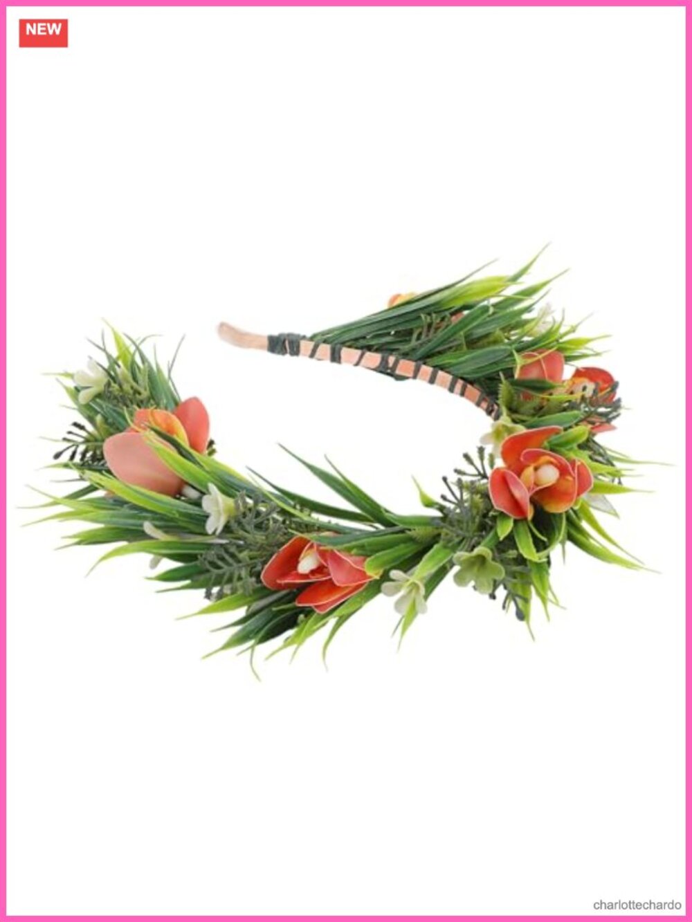 Hawaiian Flower Crown Silk Tropical Orchid Headpiece Adjustable Headband